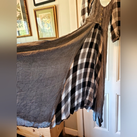 Free People Old Friends Gingham & Checkered Dress. Nwot - Picture 3 of 10